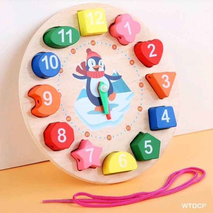 Wooden-shape-sorter-clock-with-lacing