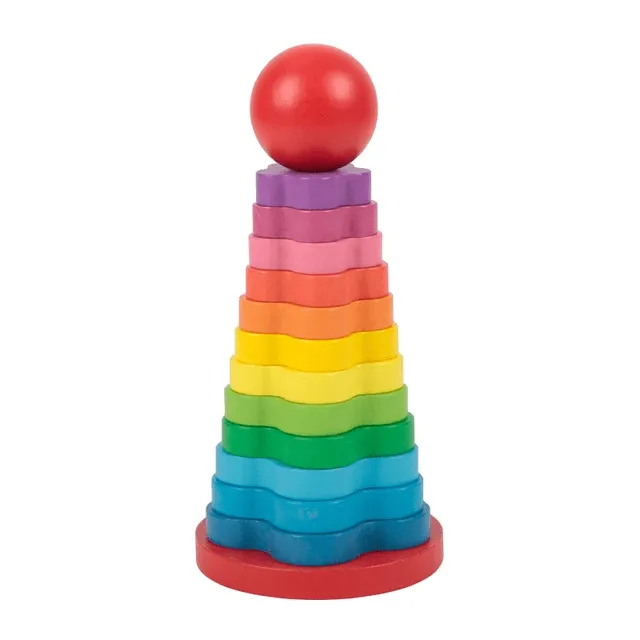 Wooden-rainbow-tower-flowers